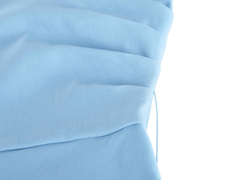 MUXXN Women's Retro 1950s Style Wrap V Neck Midi Pencil Cap Sleeve Slim Party Occasion Dress Airy Blue L - Image 5